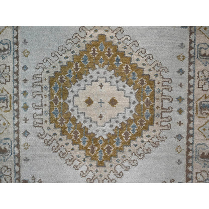 Tribal & Geometric Wool Hand Knotted Rug Grey Ivory 2.7X23.9 -O084928