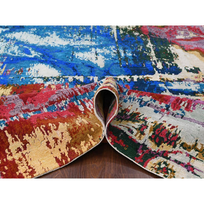 Modern and Contemporary Wool Hand Knotted Rug Blue No Border 9.4X12.3 -O084930