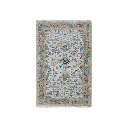 Transitional Wool Hand Knotted Rug Grey Gray 2.11X5.0 -O084931