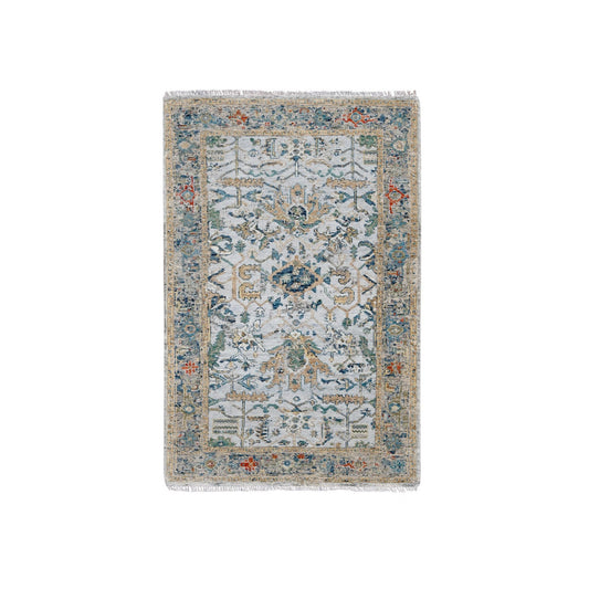 Transitional Wool Hand Knotted Rug Grey Gray 2.11X5.0 -O084931