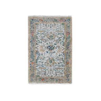 Transitional Wool Hand Knotted Rug Grey Gray 2.11X5.0 -O084931