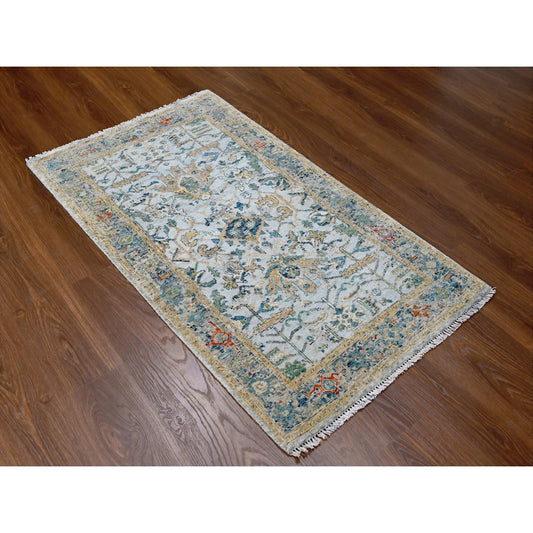 Transitional Wool Hand Knotted Rug Grey Gray 2.11X5.0 -O084931