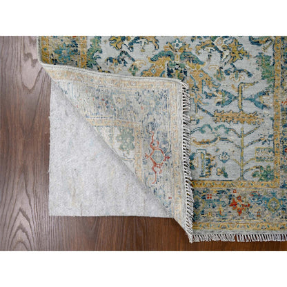 Transitional Wool Hand Knotted Rug Grey Gray 2.11X5.0 -O084931