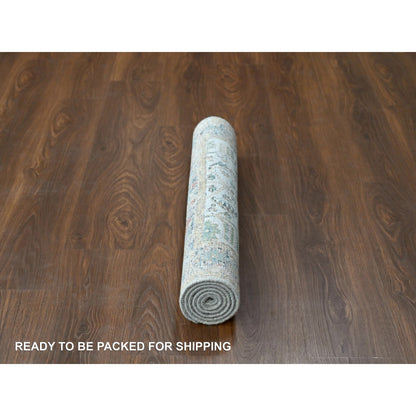 Transitional Wool Hand Knotted Rug Grey Gray 2.11X5.0 -O084931