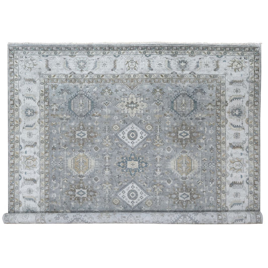Heriz Wool Hand Knotted Rug Grey Ivory 10.0X10.1 -O084934