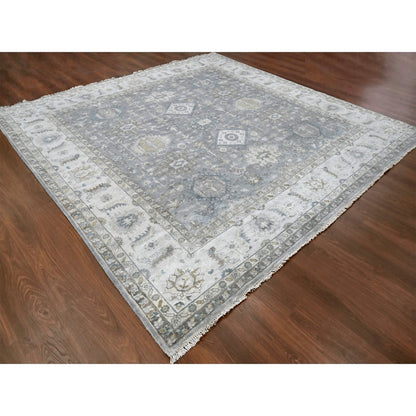 Heriz Wool Hand Knotted Rug Grey Ivory 10.0X10.1 -O084934