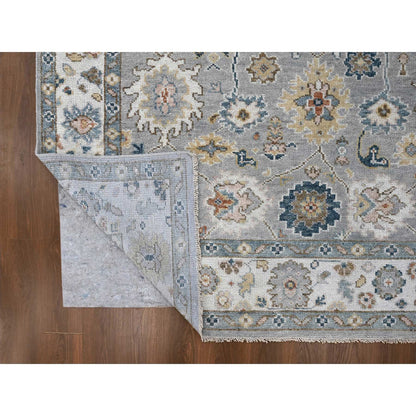 Oushak And Peshawar Wool Hand Knotted Rug Grey Ivory 7.11X10.2 -O084936