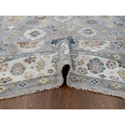 Oushak And Peshawar Wool Hand Knotted Rug Grey Ivory 7.11X10.2 -O084936