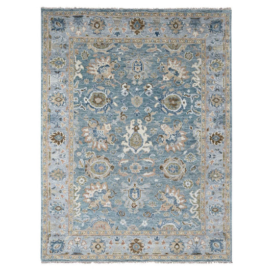 Oushak And Peshawar Wool Hand Knotted Rug Grey Gray 8.0X9.10 -O084942