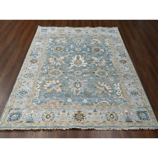 Oushak And Peshawar Wool Hand Knotted Rug Grey Gray 8.0X9.10 -O084942