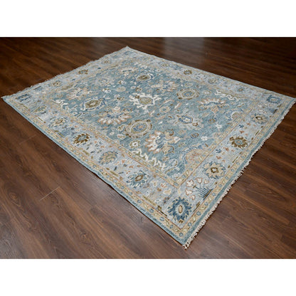 Oushak And Peshawar Wool Hand Knotted Rug Grey Gray 8.0X9.10 -O084942