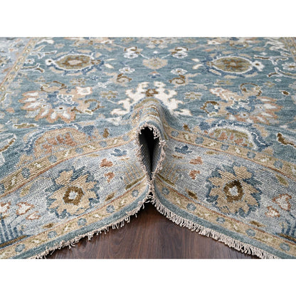 Oushak And Peshawar Wool Hand Knotted Rug Grey Gray 8.0X9.10 -O084942