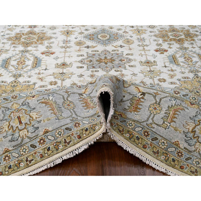 Heriz Wool Hand Knotted Rug Ivory Silver 10.4X16.0 -O084947