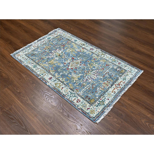 Heriz Wool Hand Knotted Rug Blue Gray 3.1X4.11 -O084953