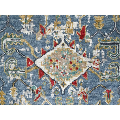 Heriz Wool Hand Knotted Rug Blue Gray 3.1X4.11 -O084953