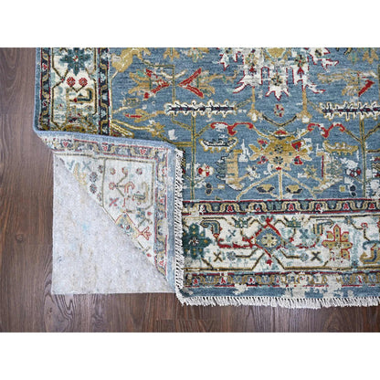 Heriz Wool Hand Knotted Rug Blue Gray 4.9X7.0 -O084954