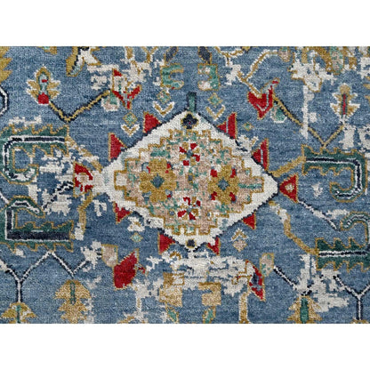 Heriz Wool Hand Knotted Rug Blue Gray 4.9X7.0 -O084954