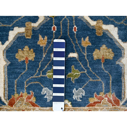 Oushak And Peshawar Wool Hand Knotted Rug Blue Ivory 2.0X3.0 -O084955