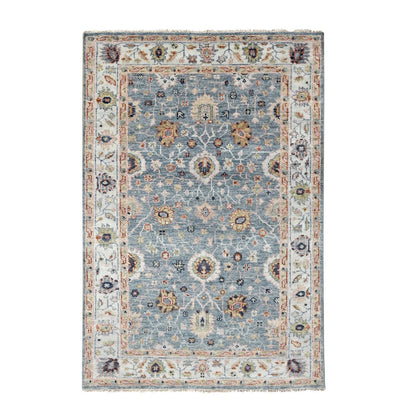 Oushak And Peshawar Wool Hand Knotted Rug Grey Ivory 6.0X8.11 -O084965