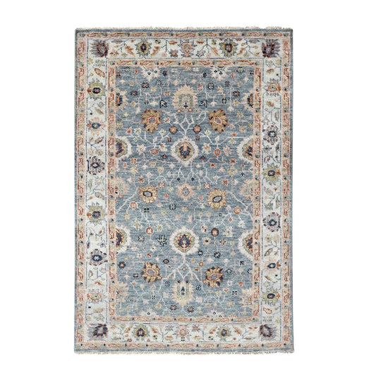 Oushak And Peshawar Wool Hand Knotted Rug Grey Ivory 6.0X8.11 -O084965