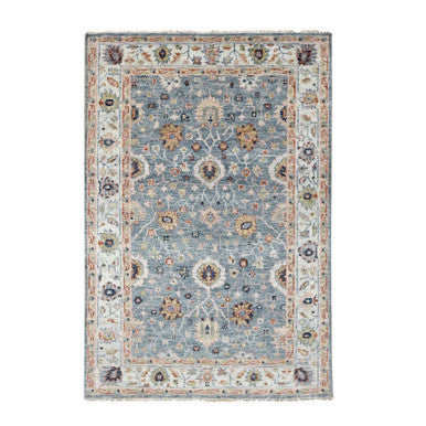 Oushak And Peshawar Wool Hand Knotted Rug Grey Ivory 6.0X8.11 -O084965