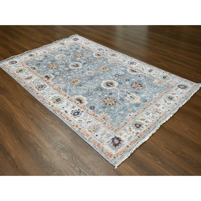 Oushak And Peshawar Wool Hand Knotted Rug Grey Ivory 6.0X8.11 -O084965