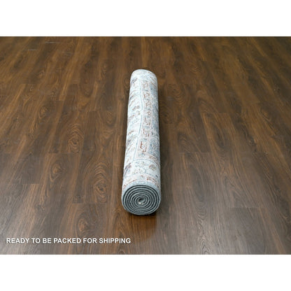 Oushak And Peshawar Wool Hand Knotted Rug Grey Ivory 6.0X8.11 -O084965