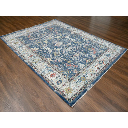 Heriz Wool Hand Knotted Rug Blue 7.11x9.9 -O084971
