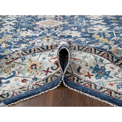 Heriz Wool Hand Knotted Rug Blue 7.11x9.9 -O084971