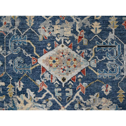 Heriz Wool Hand Knotted Rug Blue 7.11x9.9 -O084971