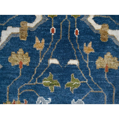 Oushak And Peshawar Wool Hand Knotted Rug Blue Ivory 2.0X3.0 -O084972