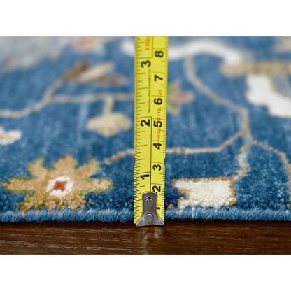 Oushak And Peshawar Wool Hand Knotted Rug Blue Ivory 2.0X3.0 -O084972