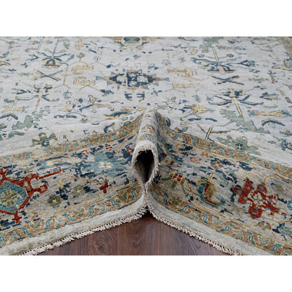 Transitional Wool Hand Knotted Rug Grey Gray 8.11X11.11 -O084976