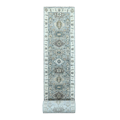 Heriz Wool Hand Knotted Rug Grey Ivory 2.8X27.9 -O084982