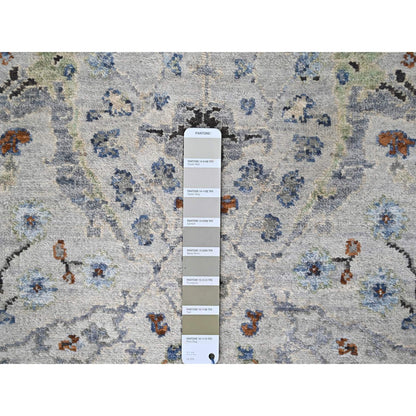 Oushak And Peshawar Wool Hand Knotted Rug Grey Gray 2.6X30.4 -O084983