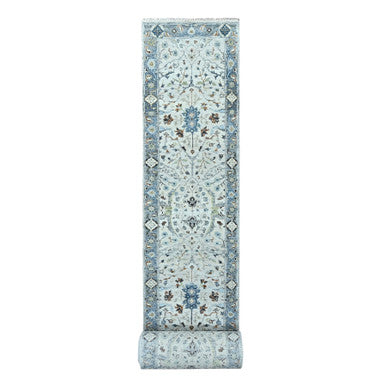 Oushak And Peshawar Wool Hand Knotted Rug Grey Gray 2.5X30.4 -O084984