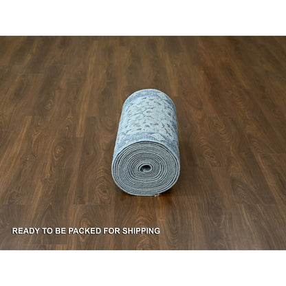 Oushak And Peshawar Wool Hand Knotted Rug Grey Gray 2.5X30.4 -O084984