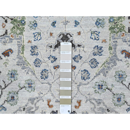 Oushak And Peshawar Wool Hand Knotted Rug Grey Gray 2.8X23.10 -O084986