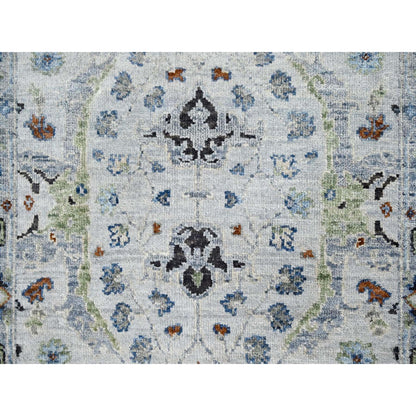 Oushak And Peshawar Wool Hand Knotted Rug Grey Gray 2.8X23.10 -O084986