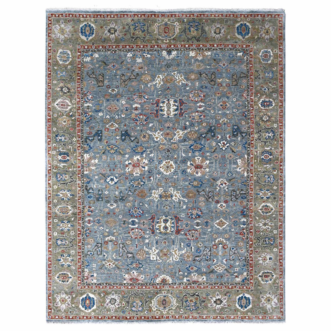 Gray 8'11" x 11'10" Heriz Hand knotted Wool Rug - Sku: O084988