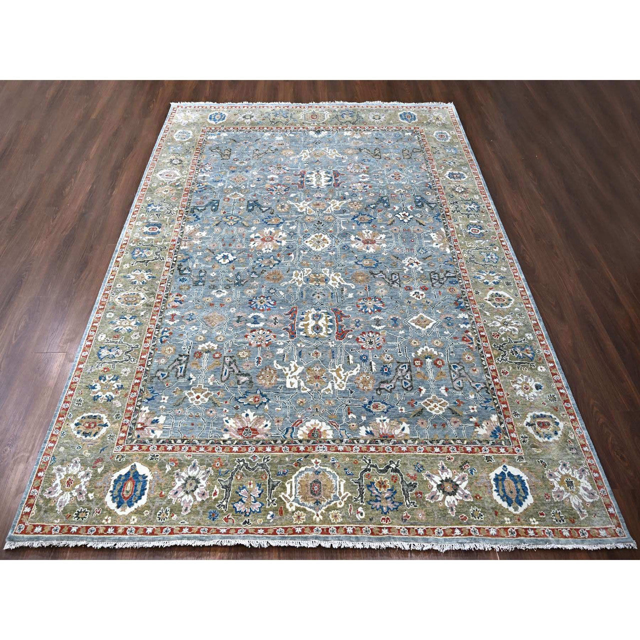 Gray 8'11" x 11'10" Heriz Hand knotted Wool Rug - Sku: O084988