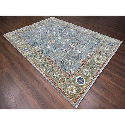 Heriz Wool Hand Knotted Rug Grey Green 8.11X11.10 -O084988