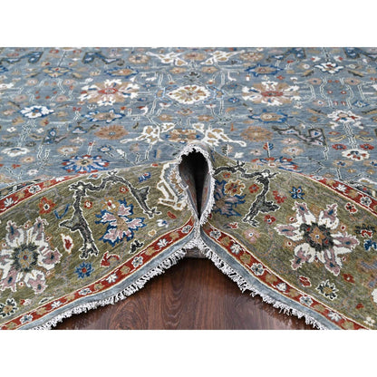 Heriz Wool Hand Knotted Rug Grey Green 8.11X11.10 -O084988