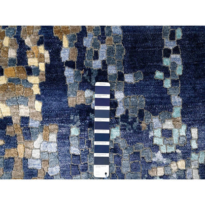 Modern and Contemporary Wool Hand Knotted Rug Blue No Border 6.1X8.10 -O084990