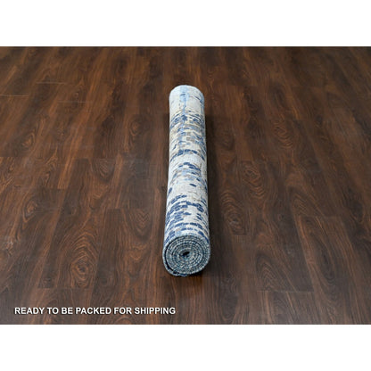 Modern and Contemporary Wool Hand Knotted Rug Blue No Border 6.1X8.10 -O084990