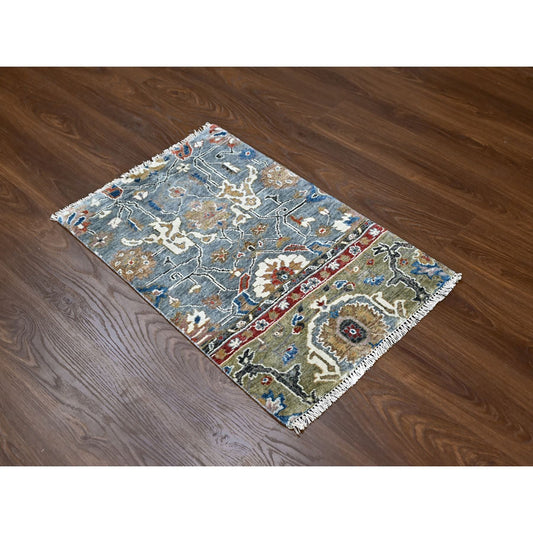 Heriz Wool Hand Knotted Rug Grey Green 2.0X3.0 -O084991