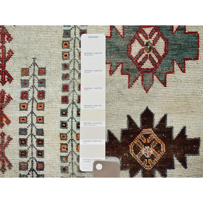 Overdyed & Vintage Wool Hand Knotted Rug Ivory 4.2x6.7 -O0849