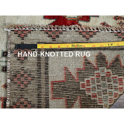 Overdyed & Vintage Wool Hand Knotted Rug Ivory 4.2x6.7 -O0849