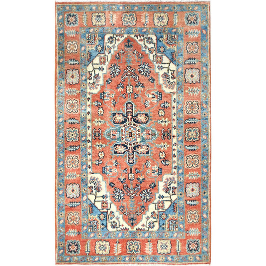 Heriz Wool Hand Knotted Rug Red Red 2.10X4.10 -O085002