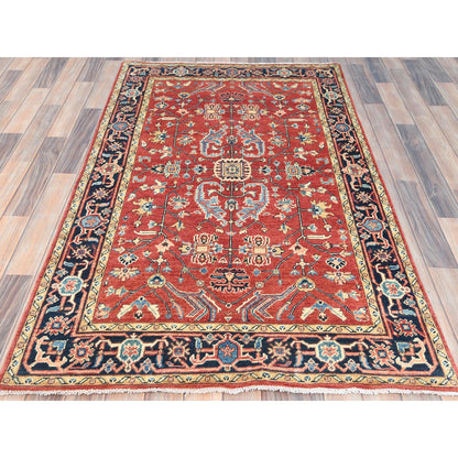 Heriz Wool Hand Knotted Rug Red Midnight Blue 3.10X6.0 -O085008